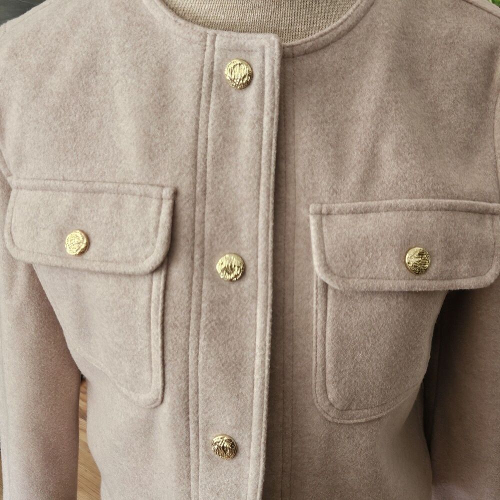 Zara Crop Blazer Jacket Size S Gold Buttons Light Pink Soft - Picture 4 of 8